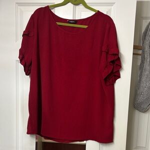 Amazon Women's Red Blouse with Ruffle Sleeves